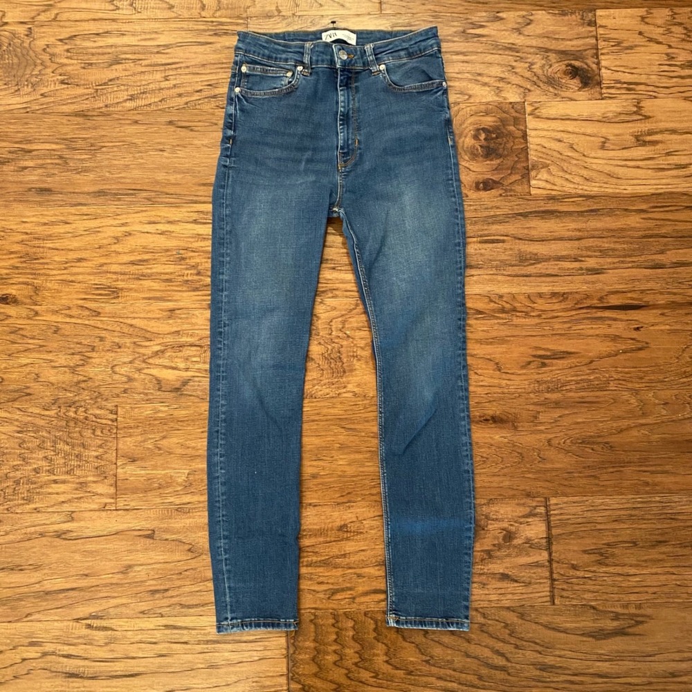 Zara High Waist Skinny Jeans Women Size 10 Air Blue Denim Pants